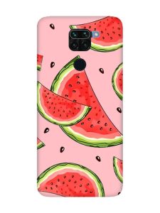 Матовий рожевий чохол на Xiaomi Redmi Note 9 :: Скибки кавуна (принт 342)