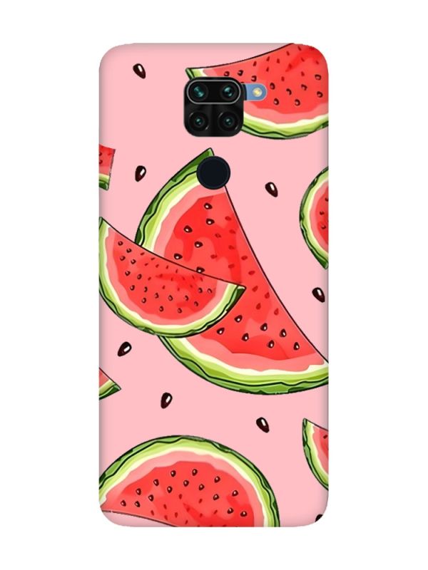 Матовий рожевий чохол на Xiaomi Redmi Note 9 :: Скибки кавуна (принт 342)