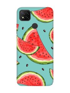 Матовий бірюзовий чохол на Xiaomi Redmi 9C/10A :: Скибки кавуна (принт 342)
