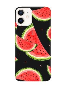 Матовий чорний чохол на Apple iPhone 12 / 12 Pro (6.1) :: Скибки кавуна (принт 342)