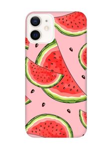 Матовий рожевий чохол на Apple iPhone 12 / 12 Pro (6.1) :: Скибки кавуна (принт 342)