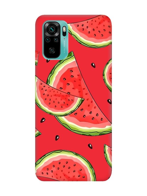 Матовий червоний чохол на Xiaomi Redmi Note 10 / Note 10s :: Скибки кавуна (принт 342)