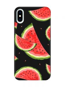 Матовий чорний чохол на iPhone X / Xs :: Скибки кавуна (принт 342)