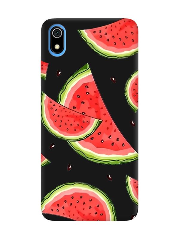 Матовий чорний чохол на Xiaomi Redmi 7A :: Скибки кавуна (принт 342)