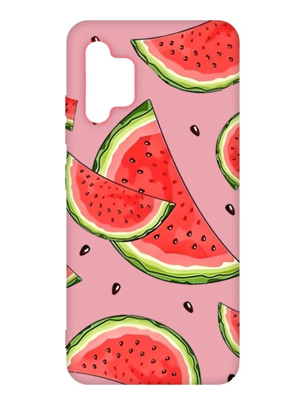 Матовий рожевий чохол на Samsung Galaxy A32 :: Скибки кавуна (принт 342)