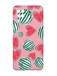 Матовий рожевий чохол на Samsung Galaxy A12 :: Кавуни сердечка (принт 343)