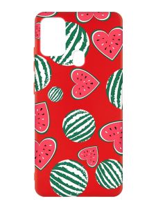 Матовий червоний чохол на Samsung Galaxy M30s/M21 :: Кавуни сердечка (принт 343)