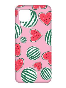 Матовий рожевий чохол на Samsung Galaxy M32/A22/M22 4G :: Кавуни сердечка (принт 343)