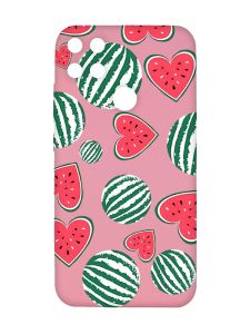 Матовий рожевий чохол на Xiaomi Redmi 10C :: Кавуни сердечка (принт 343)