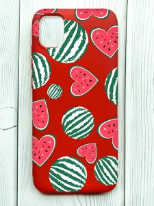 Матовий червоний чохол на Samsung Galaxy A04E/A042 :: Кавуни сердечка (принт 343)