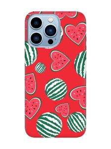 Матовий червоний чохол на Apple iPhone 13 Pro Max :: Кавуни сердечка (принт 343)