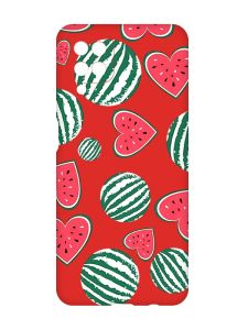 Матовий червоний чохол на Samsung Galaxy A12 :: Кавуни сердечка (принт 343)
