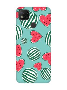 Матовий бірюзовий чохол на Xiaomi Redmi 9C/10A :: Кавуни сердечка (принт 343)