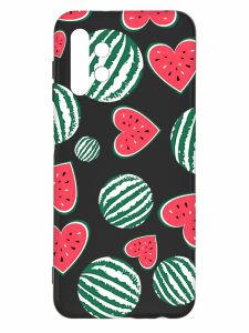 Матовий чорний чохол на Samsung Galaxy A13 4G :: Кавуни сердечка (принт 343)