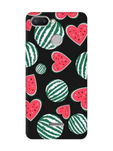 Матовий чорний чохол на Xiaomi Redmi 6 :: Кавуни сердечка (принт 343)
