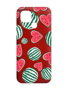 Матовий червоний чохол на Xiaomi Redmi 10C :: Кавуни сердечка (принт 343)