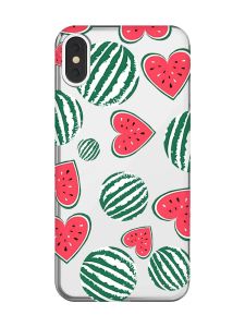Прозорий чохол на iPhone X / XS :: Кавуни сердечка (принт 343)