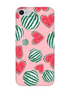 Матовий рожевий чохол на iPhone 7 / 8 :: Кавуни сердечка (принт 343)
