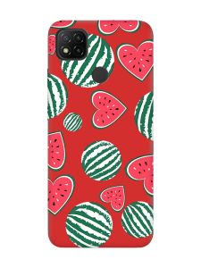 Матовий червоний чохол на Xiaomi Redmi 9C/10A :: Кавуни сердечка (принт 343)