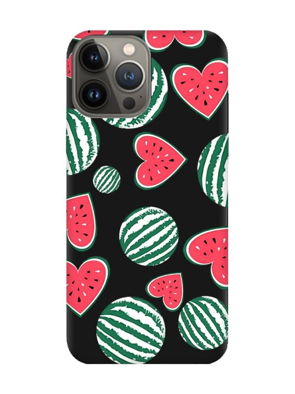 Матовий чорний чохол на Apple iPhone 13 Pro :: Кавуни сердечка (принт 343)