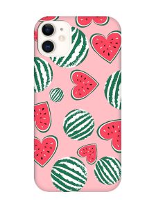 Матовий рожевий чохол на Apple iPhone 11 (6.1) :: Кавуни сердечка (принт 343)