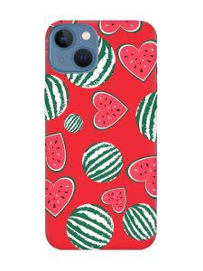 Матовий червоний чохол на Apple iPhone 13 :: Кавуни сердечка (принт 343)
