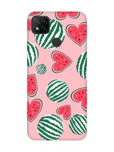 Матовий рожевий чохол на Xiaomi Redmi 9C/10A :: Кавуни сердечка (принт 343)