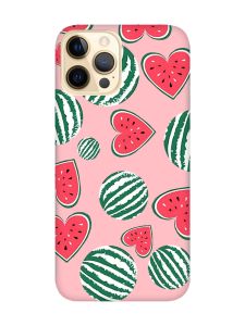 Матовий рожевий чохол на Apple iPhone 12 Pro Max :: Кавуни сердечка (принт 343)