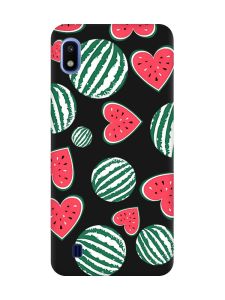 Матовий чорний чохол на Samsung Galaxy A10 (2019) A105 :: Кавуни сердечка (принт 343)