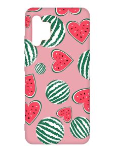 Матовий рожевий чохол на Samsung Galaxy A32 :: Кавуни сердечка (принт 343)