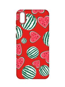 Матовий червоний чохол на Samsung Galaxy A04 :: Кавуни сердечка (принт 343)