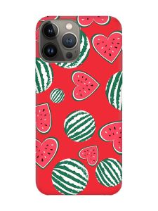 Матовий червоний чохол на Apple iPhone 13 Pro :: Кавуни сердечка (принт 343)
