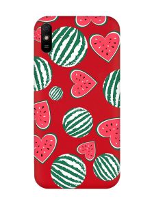 Матовий червоний чохол на Xiaomi Redmi 9A :: Кавуни сердечка (принт 343)