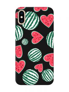 Матовий чорний чохол на iPhone XS MAX :: Кавуни сердечка (принт 343)