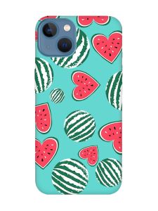 Матовий бірюзовий чохол на Apple iPhone 13 :: Кавуни сердечка (принт 343)