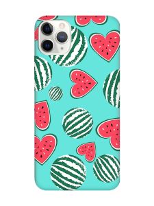 Матовий бірюзовий чохол на iPhone 11 Pro Max (6.5) :: Кавуни сердечка (принт 343)