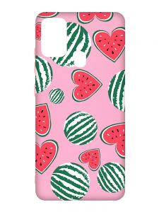 Матовий рожевий чохол на Samsung Galaxy M30s/M21 :: Кавуни сердечка (принт 343)