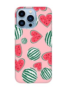 Матовий рожевий чохол на Apple iPhone 13 Pro Max :: Кавуни сердечка (принт 343)