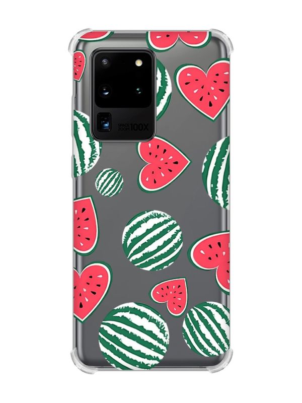 Чохол з потовщеними кутами на Samsung Galaxy S20 Ultra :: Кавуни сердечка (принт 343)
