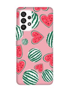 Матовий рожевий чохол на Samsung Galaxy A53 4G/5G :: Кавуни сердечка (принт 343)