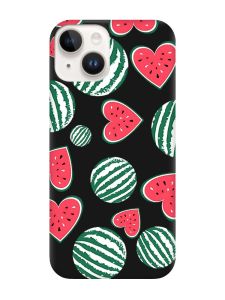 Матовий чорний чохол на Apple iPhone 14 :: Кавуни сердечка (принт 343)