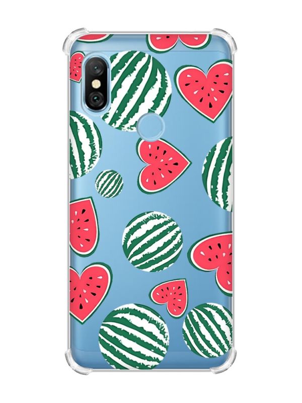 Чохол з потовщеними кутами на Xiaomi Redmi Note 6 Pro :: Кавуни сердечка (принт 343)