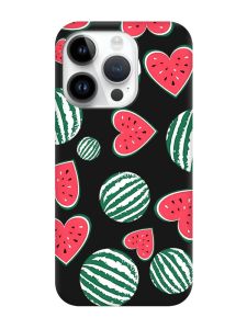 Матовий чорний чохол на Apple iPhone 14 Pro :: Кавуни сердечка (принт 343)