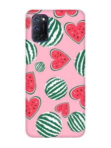 Матовий рожевий чохол на Oppo A52/A72/A92 :: Кавуни сердечка (принт 343)