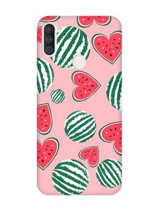 Матовий рожевий чохол на Samsung Galaxy A11 :: Кавуни сердечка (принт 343)