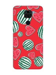 Матовий червоний чохол на Xiaomi Redmi Note 9 / 10X :: Кавуни сердечка (принт 343)