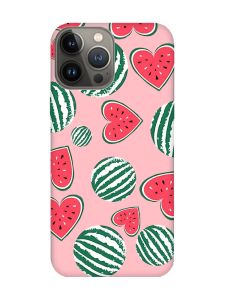 Матовий рожевий чохол на Apple iPhone 13 Pro :: Кавуни сердечка (принт 343)