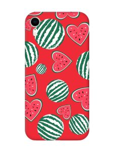 Матовий червоний чохол на Apple iPhone XR :: Кавуни сердечка (принт 343)