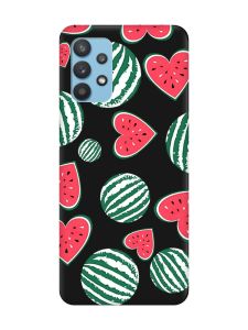 Матовий чорний чохол на Samsung Galaxy A32 :: Кавуни сердечка (принт 343)
