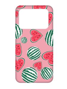 Матовий рожевий чохол на Xiaomi Poco X4 Pro 5G :: Кавуни сердечка (принт 343)